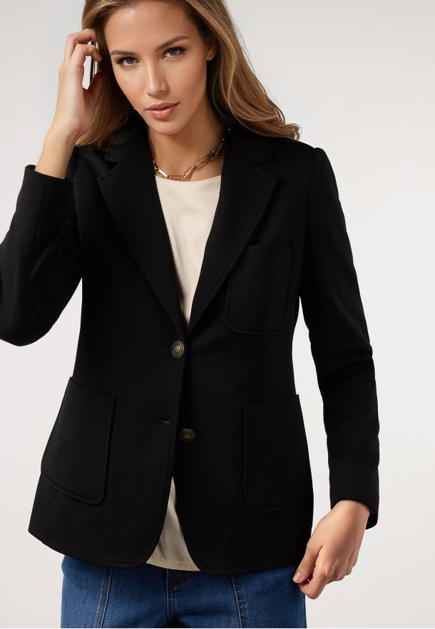 Blazer piqué básica NEGRO