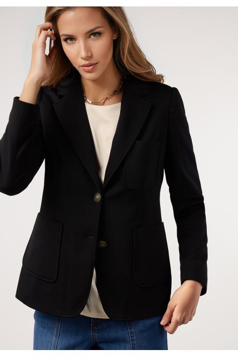 Blazer piqué básica NEGRO