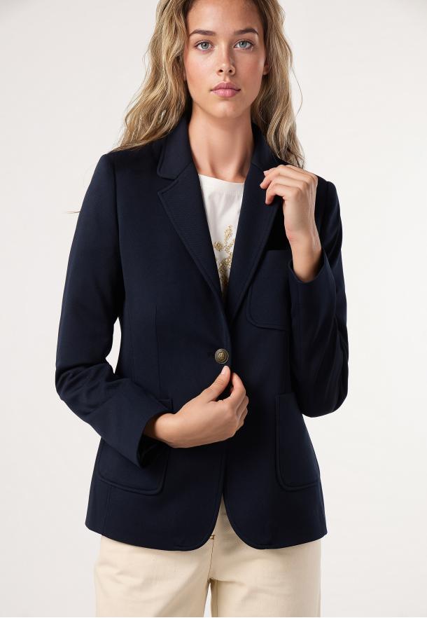 Blazer piqué básica AZUL MARINO