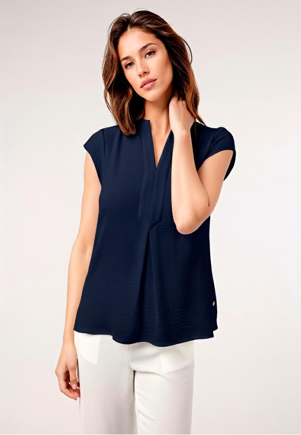 Blusa pliegues AZUL MARINO