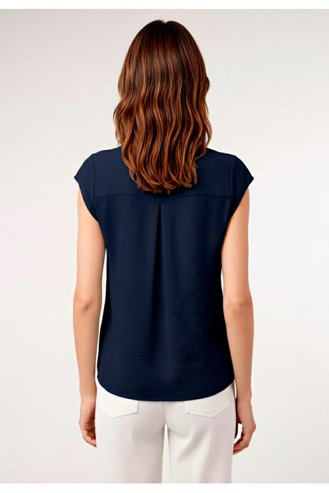 Blusa pliegues AZUL MARINO