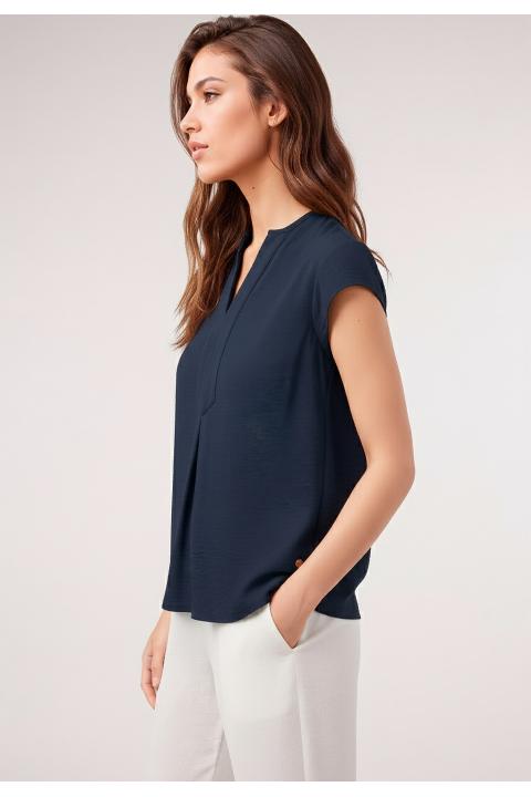 Blusa pliegues AZUL MARINO