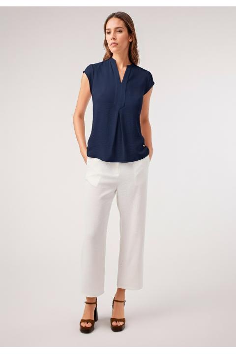 Blusa pliegues AZUL MARINO