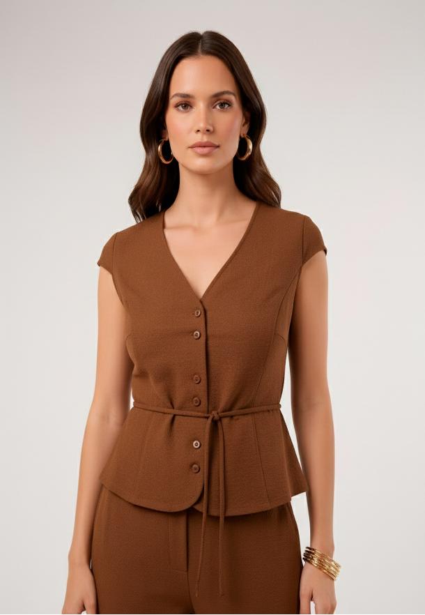 Chaleco blusa carteras MARRON