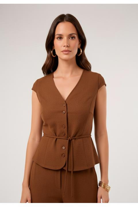 Chaleco blusa carteras MARRON