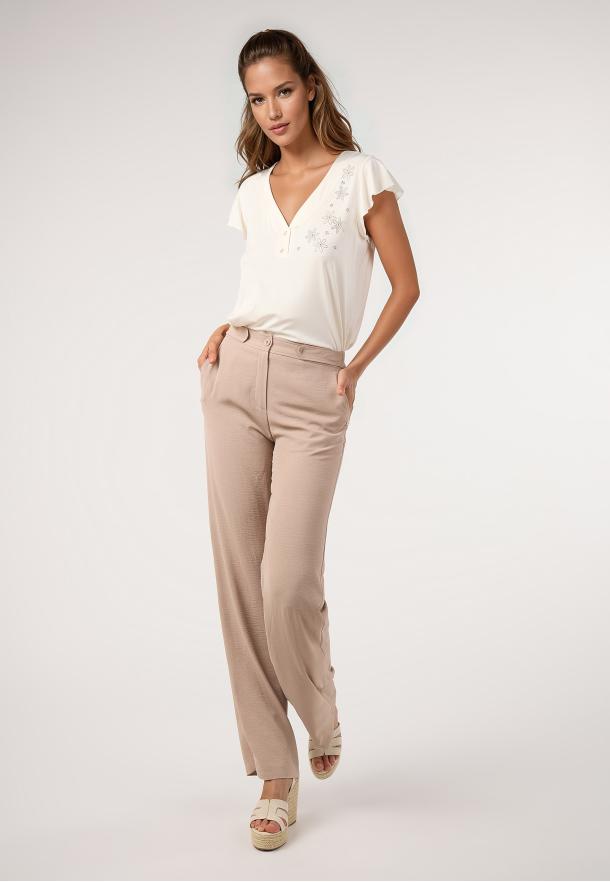Pantalón largo gomas básico BEIGE
