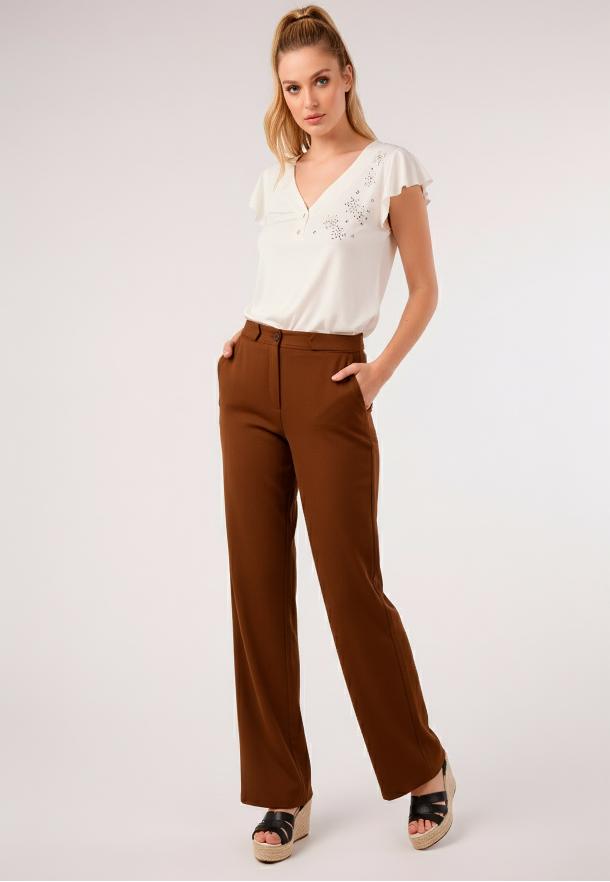 Pantalón largo gomas básico MARRON