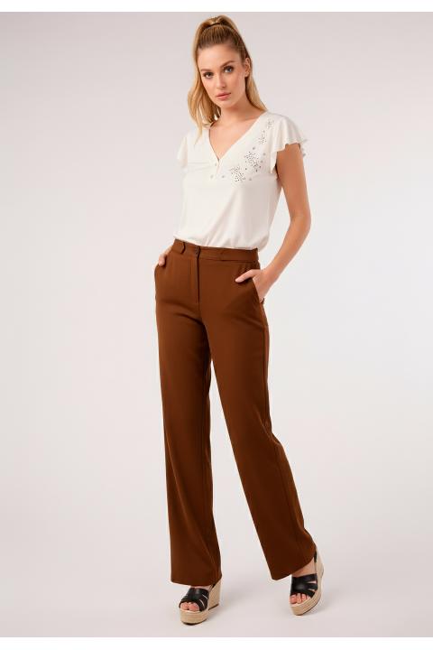 Pantalón largo gomas básico MARRON