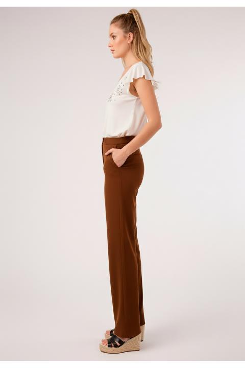 Pantalón largo gomas básico MARRON