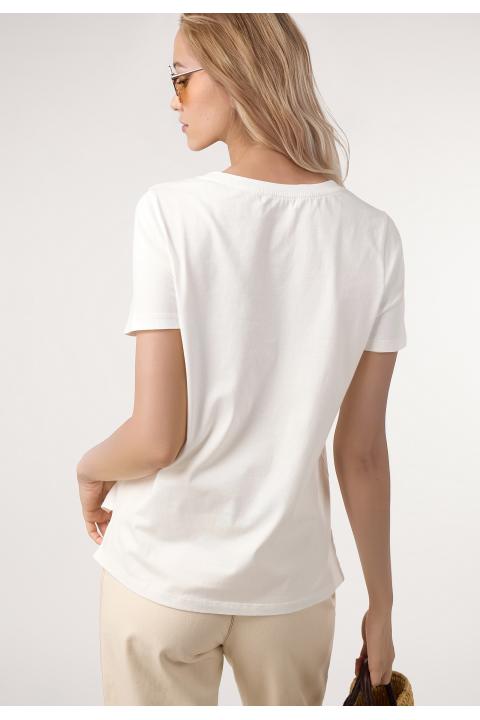 Camiseta bordado flores BLANCO