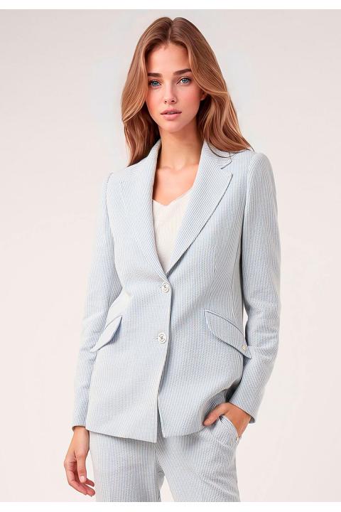 Blazer rayas seersucker. Traje AZUL