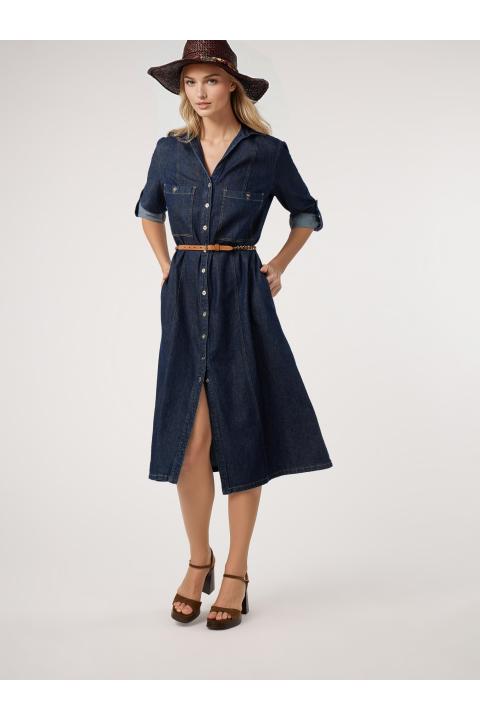 Vestido denim camisero AZUL