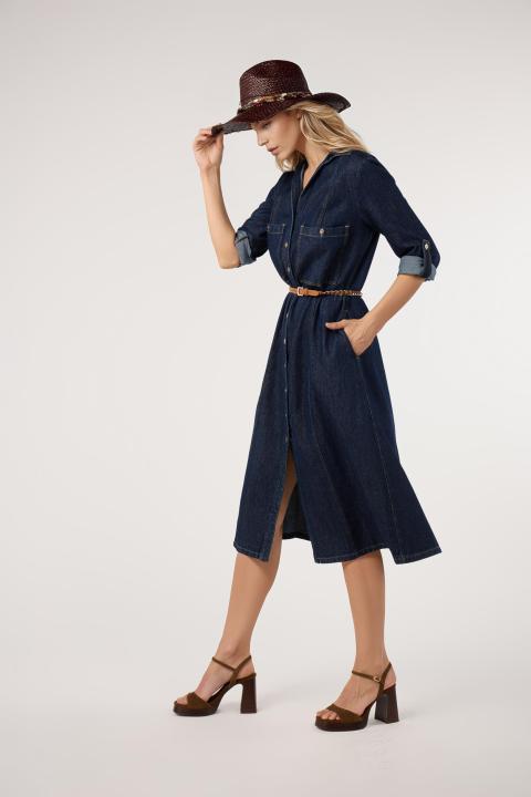 Vestido denim camisero AZUL