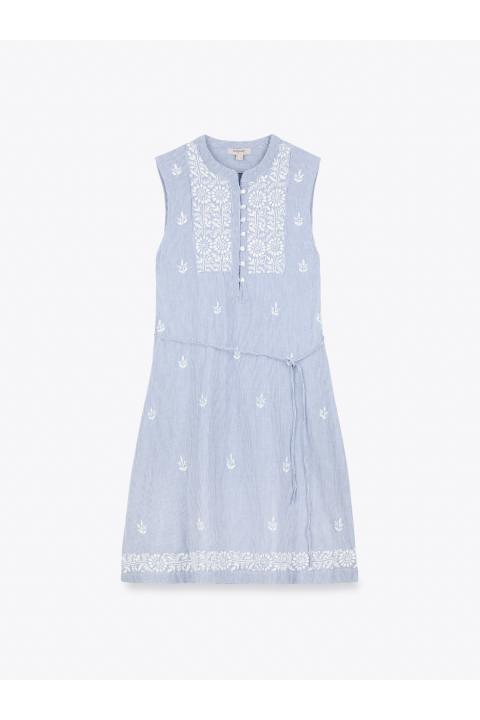 Vestido raya con bordado AZUL