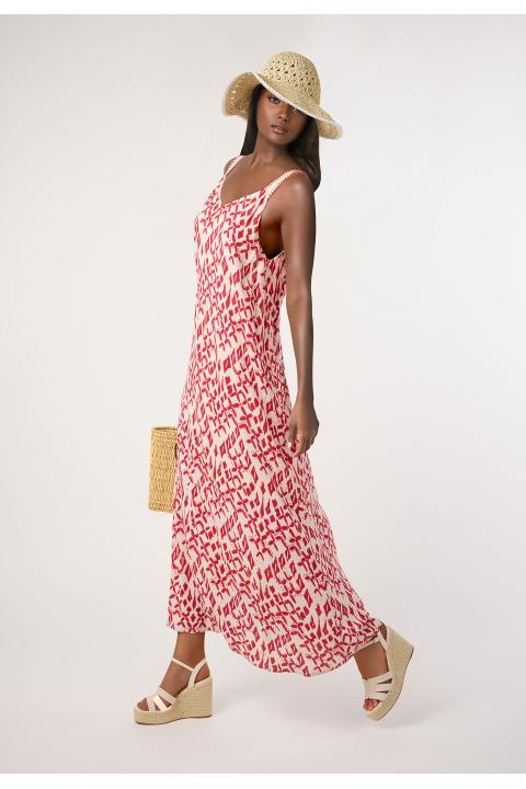 Vestido estampado tirante ROJO