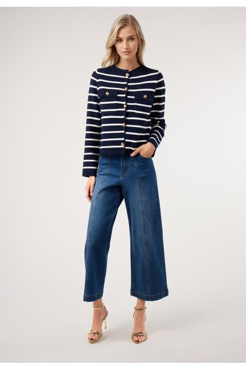 Chaqueta punto rayas AZUL MARINO