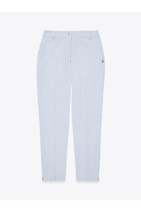 Pantalón rayas seersucker. Traje AZUL