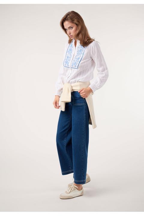 Blusa bodado flores BLANCO