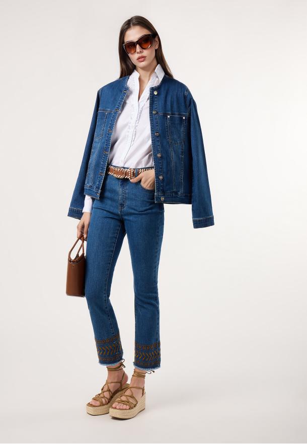 Jeans crop brodado DENIM