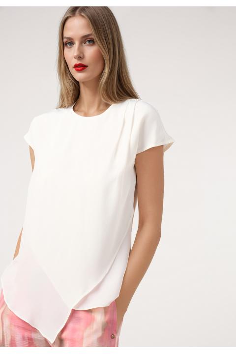Top hombro drapeado BLANCO