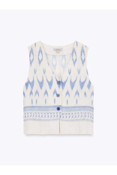 Top-chaleco cenefa. Conjunto AZUL