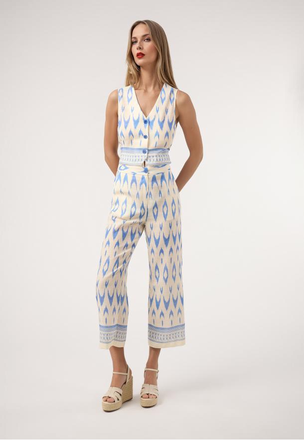 Pantalón culotte cenefa. Conjunto AZUL