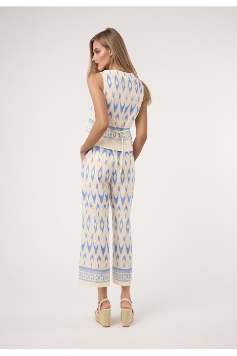 Pantalón culotte cenefa. Conjunto AZUL