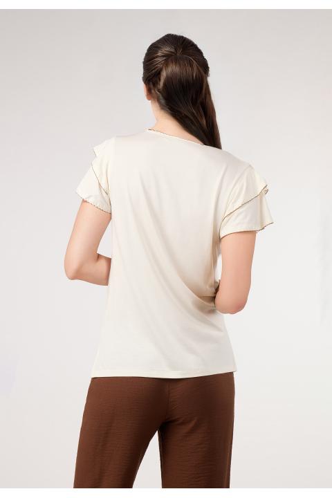 Pantalón culotte pespuntes MARRON