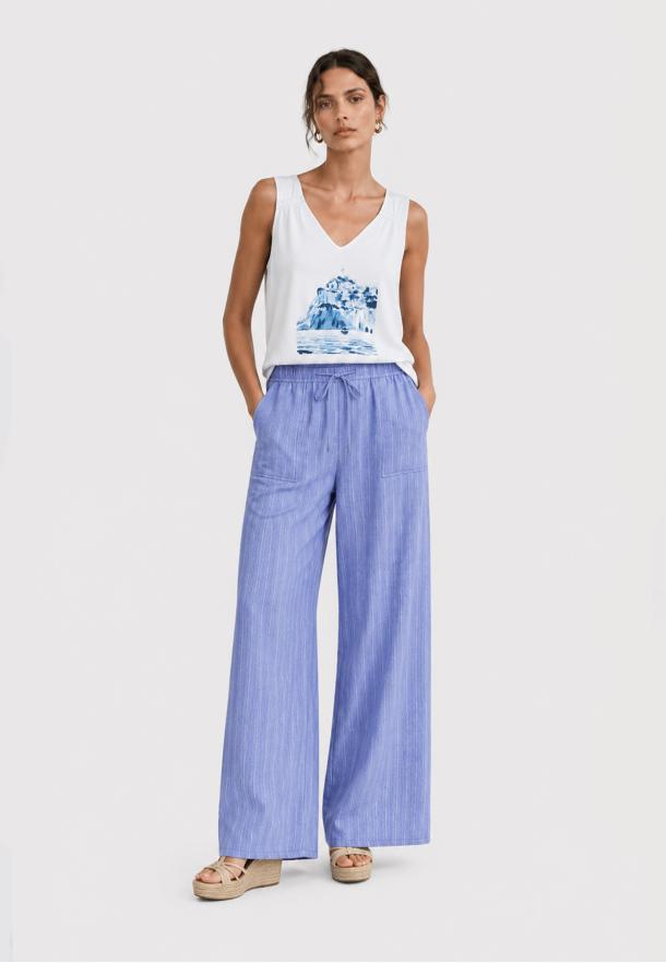 Pantalón cargo rayas bicolor largo AZUL