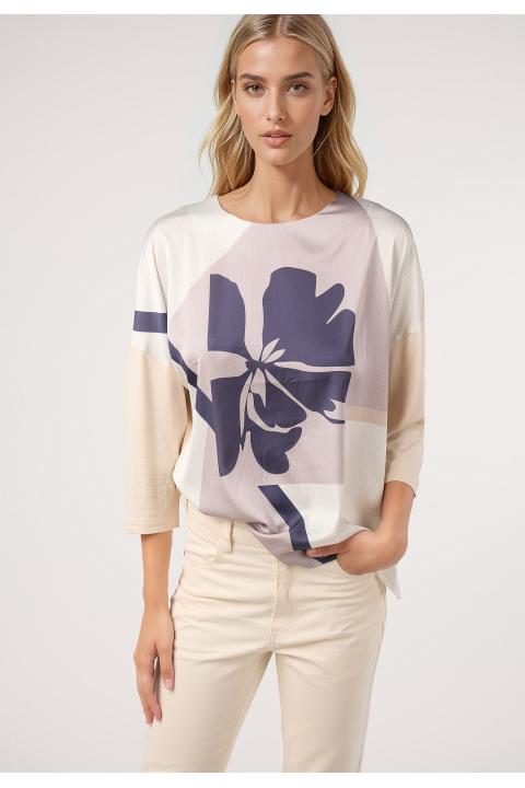 Camiseta sublimada m/3/4 flor CRUDO