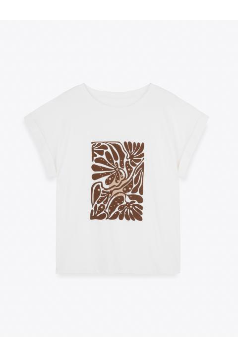 Camiseta flor tachas CRUDO