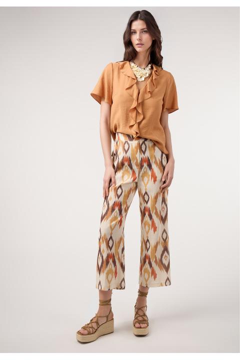 Blusa volante escote CARAMELO