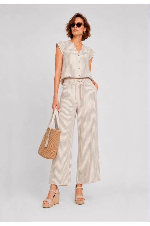 Camisa rayas finas BEIGE