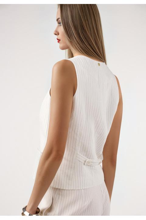 Chaleco rayas.Traje BLANCO