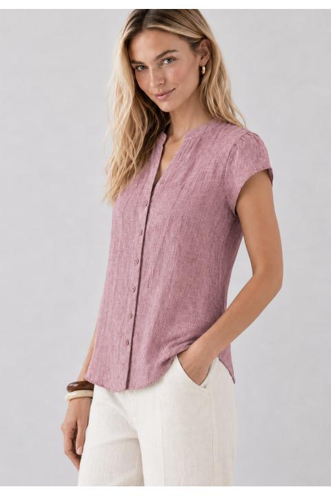 Camisa lisa tipo lino ROSA