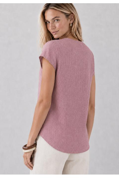 Camisa lisa tipo lino ROSA
