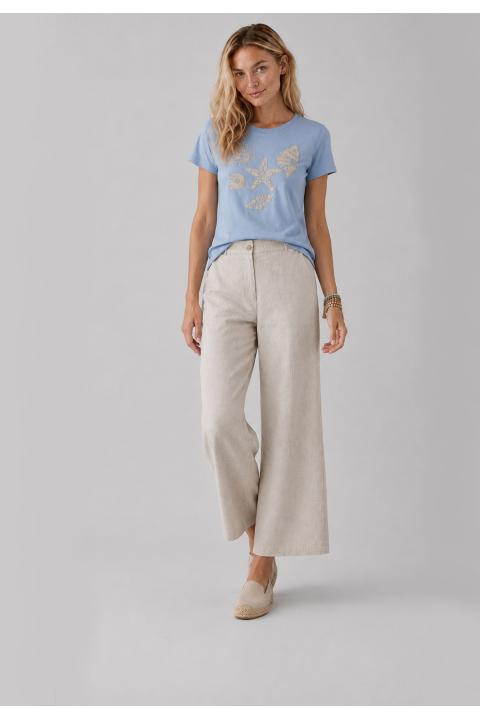 Pantalón culotte tipo lino BEIGE