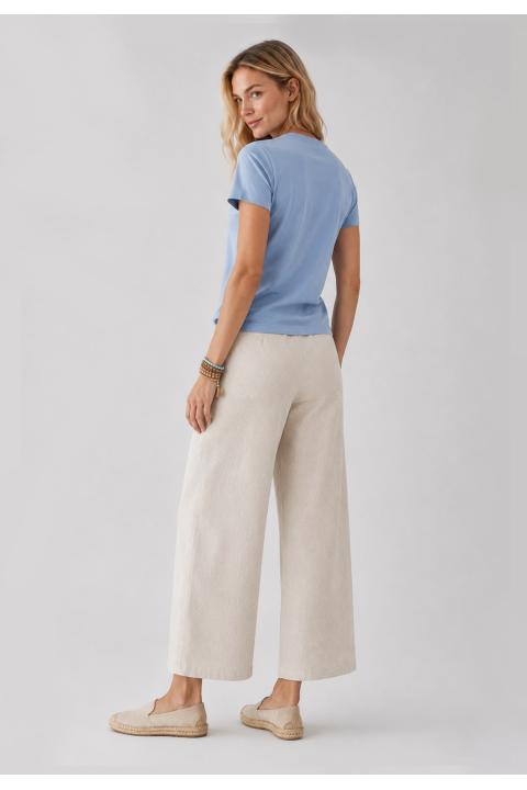 Pantalón culotte tipo lino BEIGE
