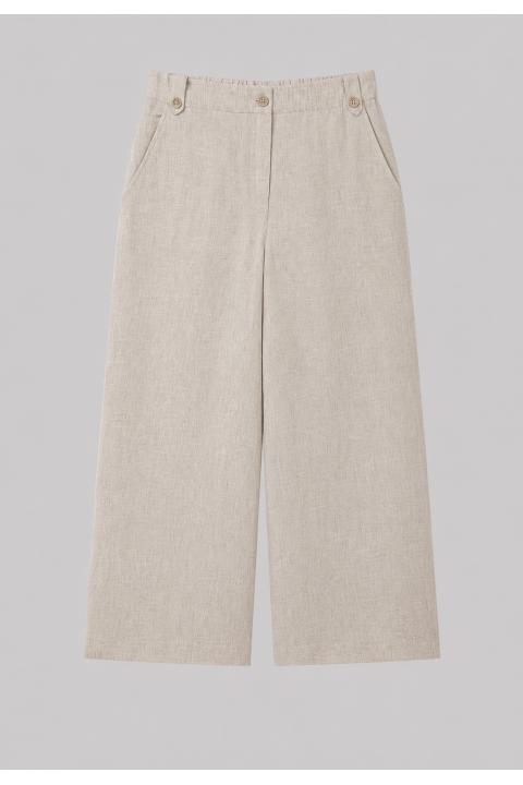Pantalón culotte tipo lino BEIGE