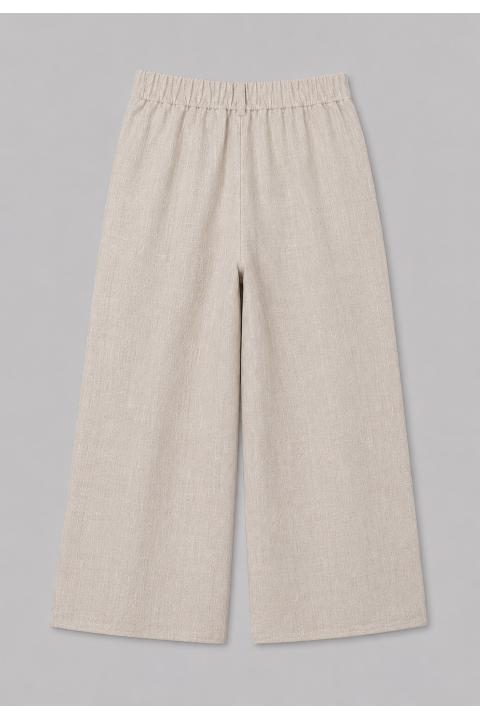 Pantalón culotte tipo lino BEIGE