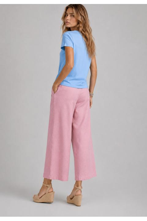 Pantalón culotte tipo lino ROSA