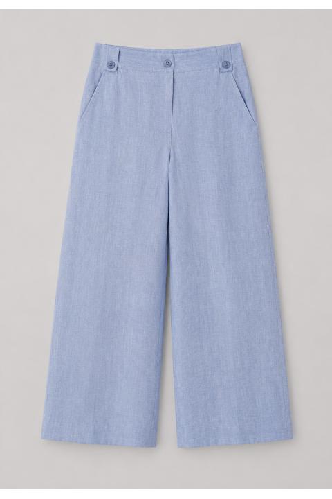 Pantalón culotte tipo lino AZUL