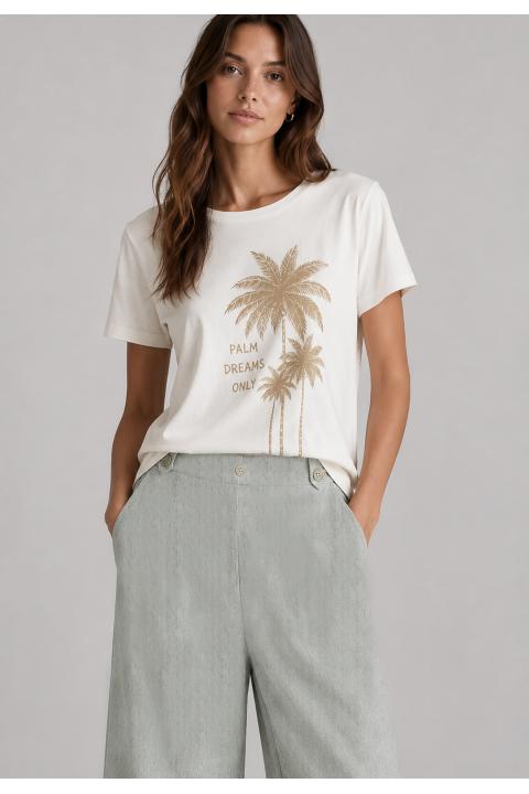 Pantalón culotte tipo lino VERDE