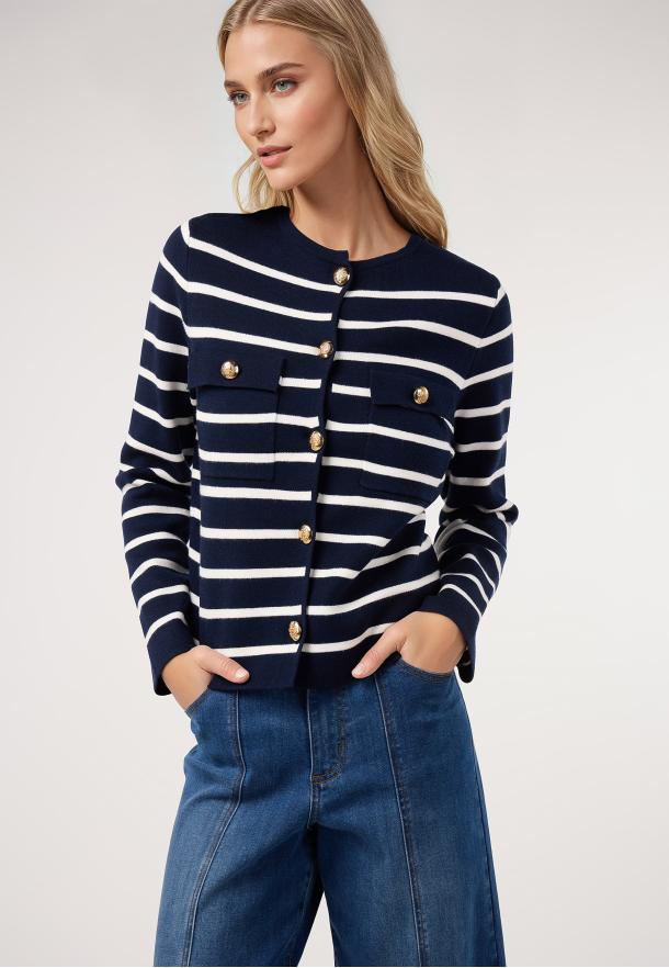 Chaqueta punto rayas AZUL MARINO