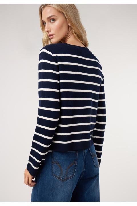 Chaqueta punto rayas AZUL MARINO
