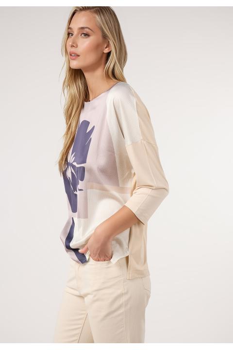 Camiseta sublimada m/3/4 flor CRUDO