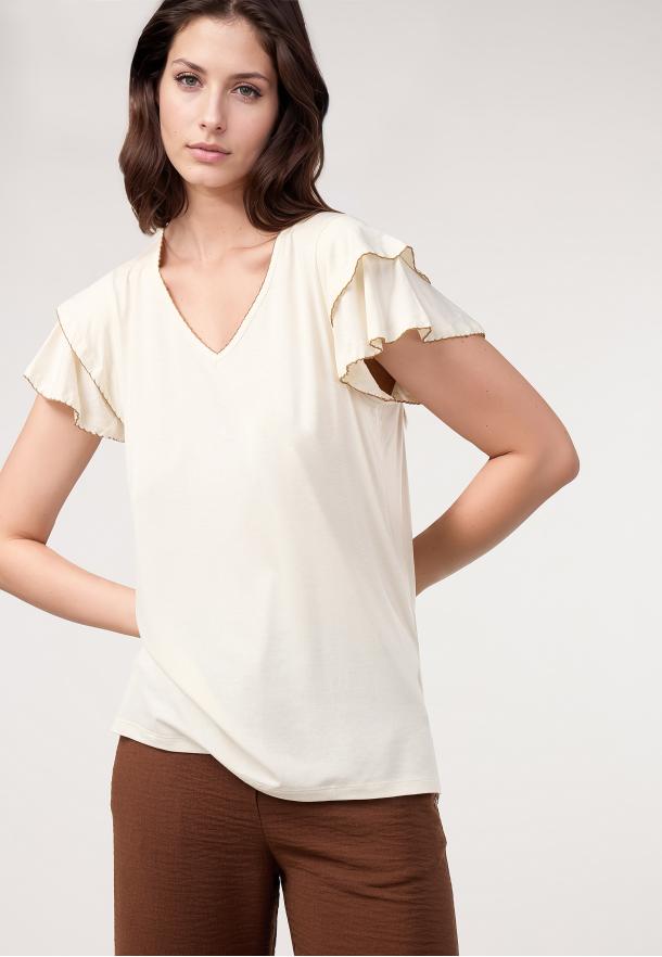 Camiseta volantes puntilla CRUDO