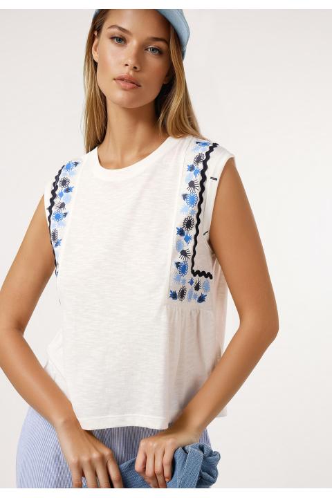Camiseta flores ondas BLANCO