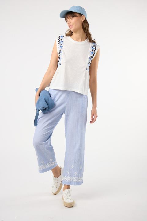 Camiseta flores ondas BLANCO
