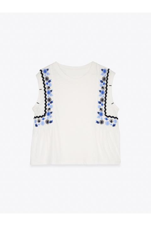 Camiseta flores ondas BLANCO